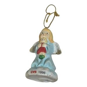 CVS 1996 Angel & Doll Christmas Tree Ceramic Ornament Handcrafted Limited Edit